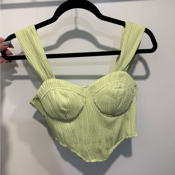 Lime Ribbed Bustier Crop Top - Picture 1 of 2